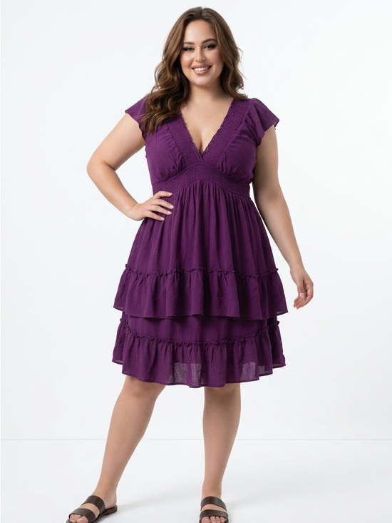 TORRID Dresses & Skirts - TORRID Plus Size Purple Tiered V-Neck Dress
